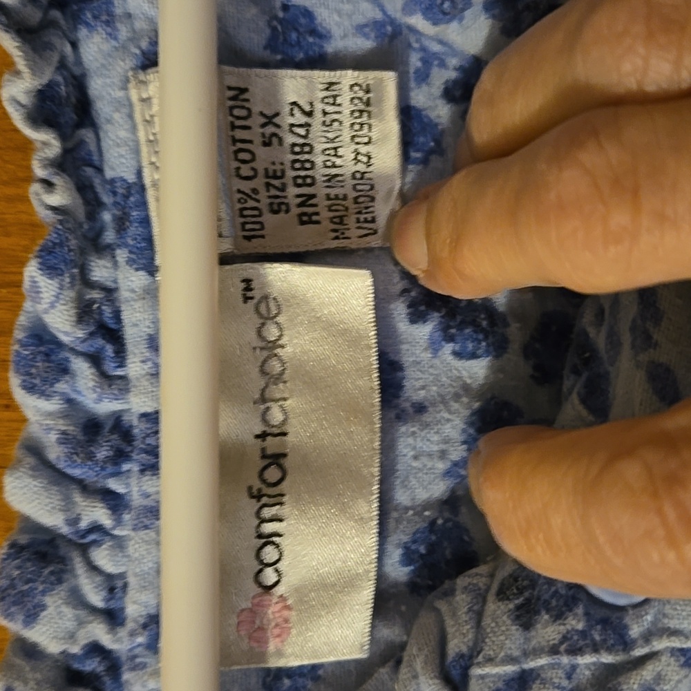 Blue Floral Long Sleeve Nightgown 5X: 4/5xB - Picture 3 of 8